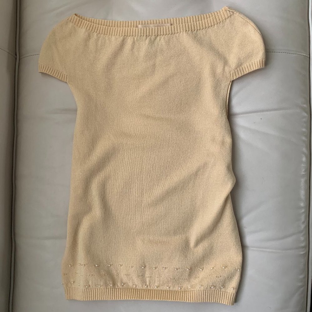 Nicole Miller beaded off-the-shoulder top 52% silk